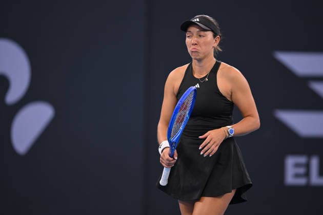 TENNIS BRISBANE INTERNATIONAL, Jessica Pegula of USA reacts against Marta Kostyuk of Ukraine during the semi-finals of the Brisbane International tennis tournament at Pat Rafter Arena in Brisbane, Saturday, January 10, 2026. ( NO ARCHIVING, EDITORIAL USE ONLY BRISBANE QUEENSLAND AUSTRALIA  Copyright: xZAINxMOHAMMEDx 20260110175164344689