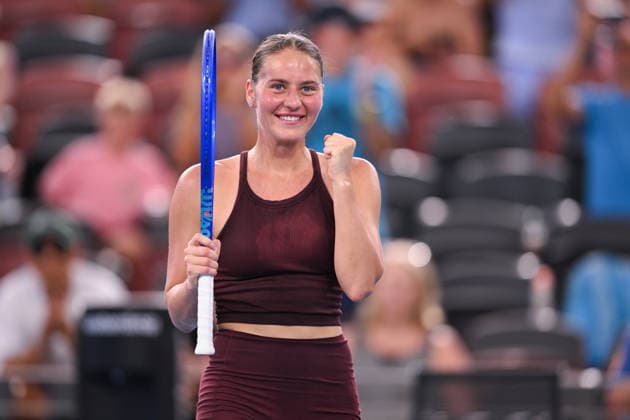 TENNIS BRISBANE INTERNATIONAL, Marta Kostyuk of Ukraine celebrates her win against Jessica Pegula of USA during the semi-finals of the Brisbane International tennis tournament at Pat Rafter Arena in Brisbane, Saturday, January 10, 2026. ( NO ARCHIVING, EDITORIAL USE ONLY BRISBANE QUEENSLAND AUSTRALIA  Copyright: xZAINxMOHAMMEDx 20260110153922941070