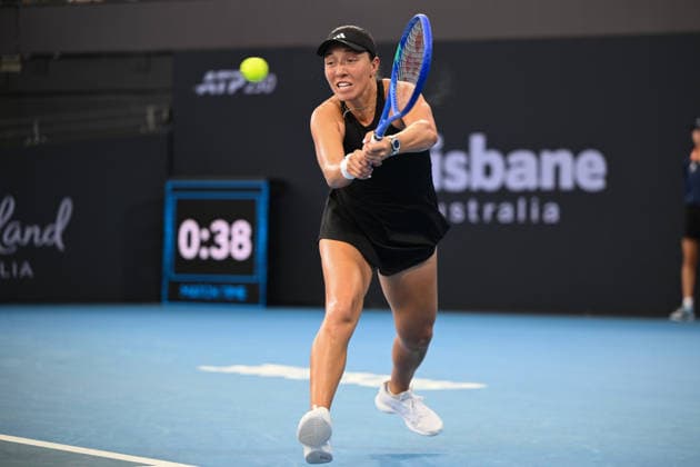 TENNIS BRISBANE INTERNATIONAL, Jessica Pegula of USA in action against Marta Kostyuk of Ukraine during the semi-finals of the Brisbane International tennis tournament at Pat Rafter Arena in Brisbane, Saturday, January 10, 2026. ( NO ARCHIVING, EDITORIAL USE ONLY BRISBANE QUEENSLAND AUSTRALIA  Copyright: xZAINxMOHAMMEDx 20260110140392796726