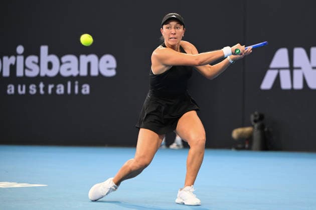 TENNIS BRISBANE INTERNATIONAL, Jessica Pegula of USA in action against Marta Kostyuk of Ukraine during the semi-finals of the Brisbane International tennis tournament at Pat Rafter Arena in Brisbane, Saturday, January 10, 2026. ( NO ARCHIVING, EDITORIAL USE ONLY BRISBANE QUEENSLAND AUSTRALIA  Copyright: xZAINxMOHAMMEDx 20260110176565457351