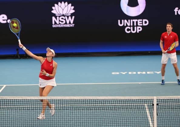 January 10, 2026, Sydney, New South Wales, Australia: BELINDA BENCIC and JAKUB PAUL of Switzerland during the mikst match against Belgium in the semifinals United Cup at Ken Rosewall Arena, Sydney, Australia. Sydney Australia - ZUMAc278 20260110_zsp_c278_032 Copyright: xMarcinxCholewinskix