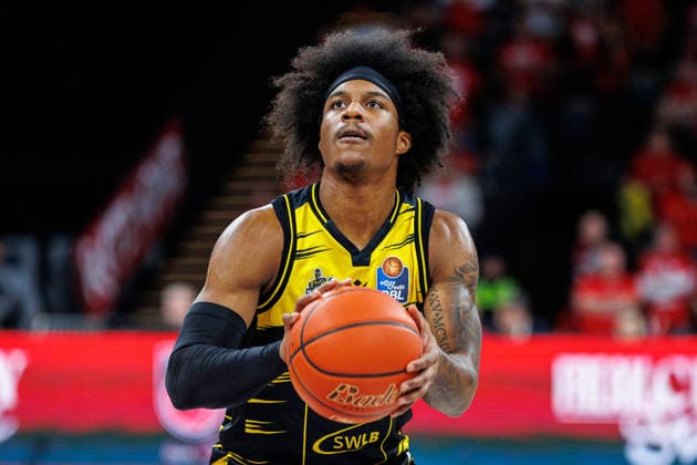 Stefan Smith MHP Riesen Ludwigsburg, 03 , single picture, single photo, portrait, portrait, free throw, BMA365 Bamberg Baskets vs MHP Riesen Ludwigsburg, Basketball, easyCredit BBL, 15 Matchday, 09 01 2026 BMA365 Bamberg Baskets vs MHP Riesen Ludwigsburg, Basketball, easyCredit BBL, 15 Matchday, 09 01 2026 Bamberg Copyright: xEibner-Pressefoto G.xSantemizx EP_EER