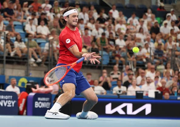 January 10, 2026, Sydney, New South Wales, Australia: TAYLOR FRITZ of USA during the match against.H. Hurkacz of Poland in the semifinals United Cup at Ken Rosewall Arena, Sydney, Australia. Sydney Australia - ZUMAc278 20260110_zsp_c278_036 Copyright: xMarcinxCholewinskix