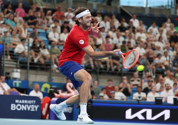 January 10, 2026, Sydney, New South Wales, Australia: TAYLOR FRITZ of USA during the match against.H. Hurkacz of Poland in the semifinals United Cup at Ken Rosewall Arena, Sydney, Australia. Sydney Australia - ZUMAc278 20260110_zsp_c278_038 Copyright: xMarcinxCholewinskix