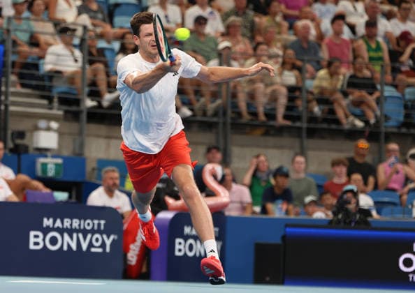 January 10, 2026, Sydney, New South Wales, Australia: HUBERT HURKACZ of Poland during the match against.T. Fritz of USA in the semifinals United Cup at Ken Rosewall Arena, Sydney, Australia. Sydney Australia - ZUMAc278 20260110_zsp_c278_041 Copyright: xMarcinxCholewinskix