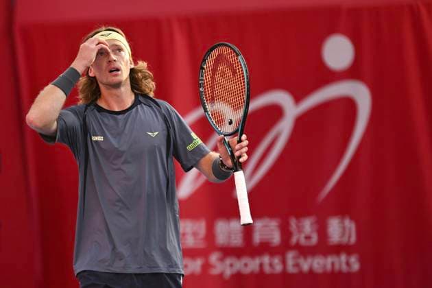 Hong Kong Tennis Open(ATP250) - Day 7 Andrey Rublev, a Russian tennis player, during a match at the Hong Kong Tennis Open(ATP250) on January 10, 2026 in Hong Kong. (Photo by Kobe Li Nexpher Images) Hong Kong