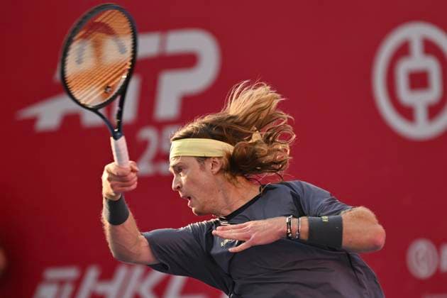 Hong Kong Tennis Open(ATP250) - Day 7 Andrey Rublev, a Russian tennis player, during a match at the Hong Kong Tennis Open(ATP250) on January 10, 2026 in Hong Kong. (Photo by Kobe Li Nexpher Images) Hong Kong