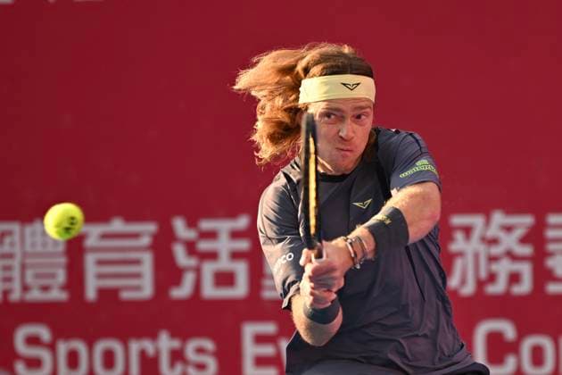 Hong Kong Tennis Open(ATP250) - Day 7 Andrey Rublev, a Russian tennis player, during a match at the Hong Kong Tennis Open(ATP250) on January 10, 2026 in Hong Kong. (Photo by Kobe Li Nexpher Images) Hong Kong