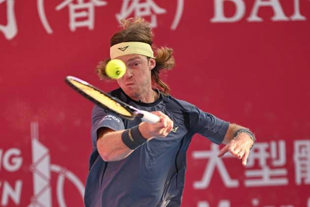 Hong Kong Tennis Open(ATP250) - Day 7 Andrey Rublev, a Russian tennis player, during a match at the Hong Kong Tennis Open(ATP250) on January 10, 2026 in Hong Kong. (Photo by Kobe Li Nexpher Images) Hong Kong