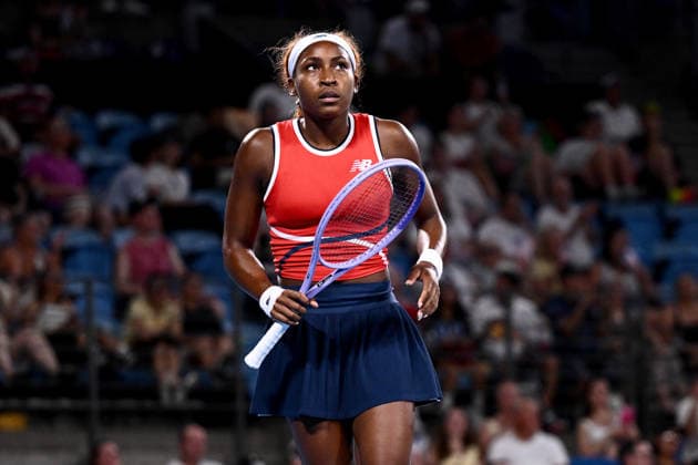 TENNIS UNITED CUP SYDNEY, Coco Gauff of the USA reacts in her match against Iga Swiatek of Poland, during the semi final between the USA and Poland in the 2026 United Cup at Ken Rosewall Arena in Sydney, Saturday, January 10, 2026. ( NO ARCHIVING, EDITORIAL USE ONLY SYDNEY NEW SOUTH WALES AUSTRALIA  Copyright: xDANxHIMBRECHTSx 20260110156914003643