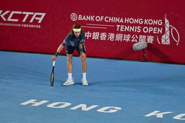 Hong Kong Tennis Open(ATP250) - Day 7 Andrey Rublev, a Russian tennis player, during a match at the Hong Kong Tennis Open(ATP250) on January 10, 2026 in Hong Kong. (Photo by Kobe Li Nexpher Images) Hong Kong