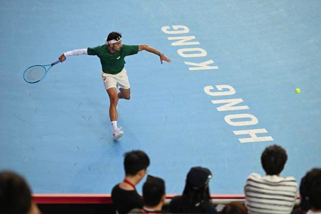 Hong Kong Tennis Open(ATP250) - Day 7 Lorenzo Musetti, an Italian tennis player, during a match at the Hong Kong Tennis Open(ATP250) on January 10, 2026 in Hong Kong. (Photo by Kobe Li Nexpher Images) Hong Kong