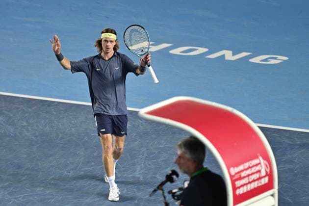 Hong Kong Tennis Open(ATP250) - Day 7 Andrey Rublev, a Russian tennis player, during a match at the Hong Kong Tennis Open(ATP250) on January 10, 2026 in Hong Kong. (Photo by Kobe Li Nexpher Images) Hong Kong