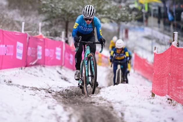 Belgian Zita Peeters pictured in action during the Junior women race at the Belgian Cyclocross Championships in Beringen on Saturday 10 January 2026. DAVIDxPINTENS  x154943818x