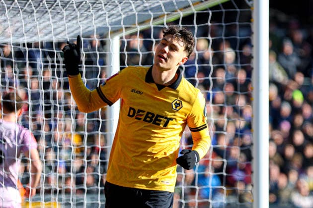 Jorgen Strand Larsen (9 Wolves) celebrates scoring the opening goal during the FA Cup football match between Wolverhampton Wanderers and Shrewsbury Town at Molineux stadium in Wolverhampton, England Copyright: xNataliexMincher SPPx Sportspressphoto_SPR80184
