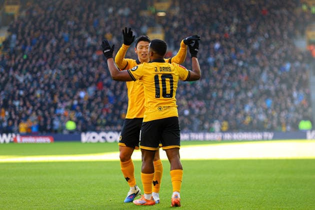 Jhon Arias (10 Wolves) celebrates scoring the second goal during the FA Cup football match between Wolverhampton Wanderers and Shrewsbury Town at Molineux stadium in Wolverhampton, England Copyright: xNataliexMincher SPPx Sportspressphoto_SPR80190