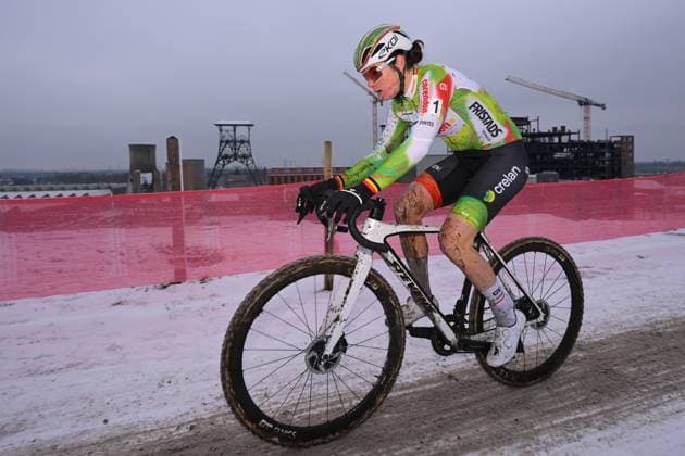 Belgian Marion Norbert Riberolle pictured in action during the Women elite race at the Belgian Cyclocross Championships in Beringen on Saturday 10 January 2026. DAVIDxPINTENS  x154963200x
