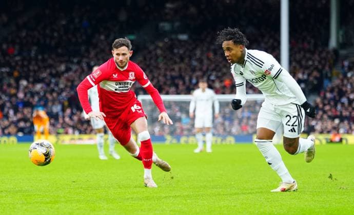 Kevin of Fulham and Alan Browne of Middlesbrough Fulham v Middlesbrough, Emirates FA Cup, Third Round, Football, Craven Cottage, London, UK - 10 Jan 2026London Craven Cottage United Kingdom EDITORIAL USE ONLY No use with unauthorised audio, video, data, fixture lists, club league logos or live services. Online in-match use limited to 120 images, no video emulation. No use in betting, games or single club league player publications. Copyright: xJavierxGarcia Shutterstockx 16246253z