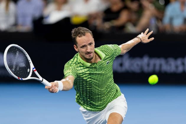January 10, 2026, Brisbane, Qld, Australia: DANIIL MEDVEDEV of Russia reaches for the ball during his MenÃ¢â‚¬â ¢s Singles semifinal match against ALEX MICHELSEN of the United States at the Brisbane International. Brisbane Australia - ZUMAt173 20260110_zsp_t173_039 Copyright: xStephanexThomasx