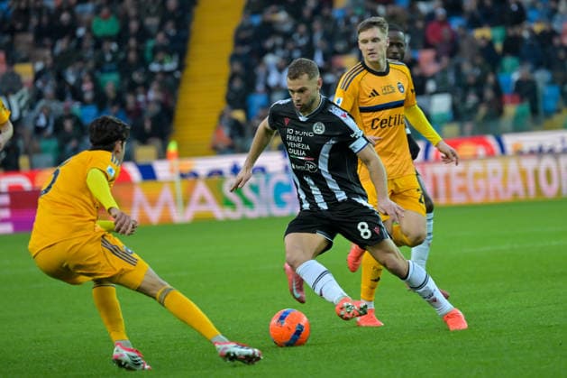 Udinese s Jesper Karlstrom portrait in action during Udinese Calcio vs Pisa SC, Italian soccer Serie A match in Udine, Italy, January 10 2026  Copyright: xAlessioxMarini IPAxSportx xipa-agency.netx xx IPA_69885346 IPA_Agency_IPA69885346