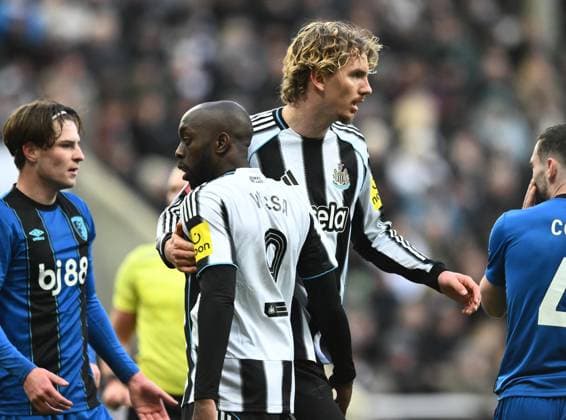 Nick Woltemade of Newcastle United with Yoane Wisse of Newcastle United Newcastle United v AFC Bournemouth, Emirates FA Cup, Third Round, Football, St James Park, Newcastle, UK - 10 Jan 2026Newcastle St James Park United Kingdom EDITORIAL USE ONLY No use with unauthorised audio, video, data, fixture lists, club league logos or live services. Online in-match use limited to 120 images, no video emulation. No use in betting, games or single club league player publications. Copyright: xRichardxLee Shutterstockx 16246259ak