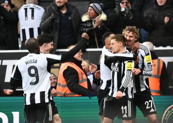 Harvey Barnes of Newcastle United celebrates scoring their first goal Newcastle United v AFC Bournemouth, Emirates FA Cup, Third Round, Football, St James Park, Newcastle, UK - 10 Jan 2026Newcastle St James Park United Kingdom EDITORIAL USE ONLY No use with unauthorised audio, video, data, fixture lists, club league logos or live services. Online in-match use limited to 120 images, no video emulation. No use in betting, games or single club league player publications. Copyright: xRichardxLee Shutterstockx 16246259au