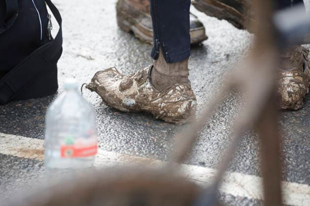 10 01 2026 German Cyclo-cross Championship Bensheim German Cyclo-cross Championship 2026 U23 No. 3 Winner Eike Behrens Stevens Racing Team marked by the race in the mud at the finish Bensheim Hesse Germany