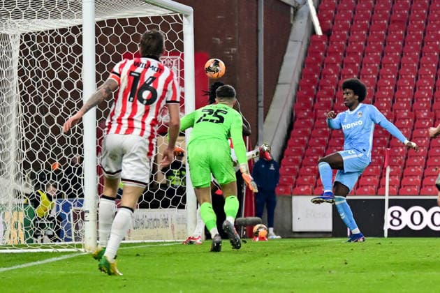 Stoke City v Coventry City, FA Cup, 3rd Round Coventry City forward Haji Wright (11) hits the post during the FA Cup match between Stoke City and Coventry City at the Bet365 Stadium, Stoke-on-Trent, UK on 10 January 2026. Stoke-on-Trent Bet365 Stadium Staffordshire UK Editorial use only DataCo restrictions apply See www.football-dataco.com , Copyright: xDennisxGoodwinx PSI-23558-0056