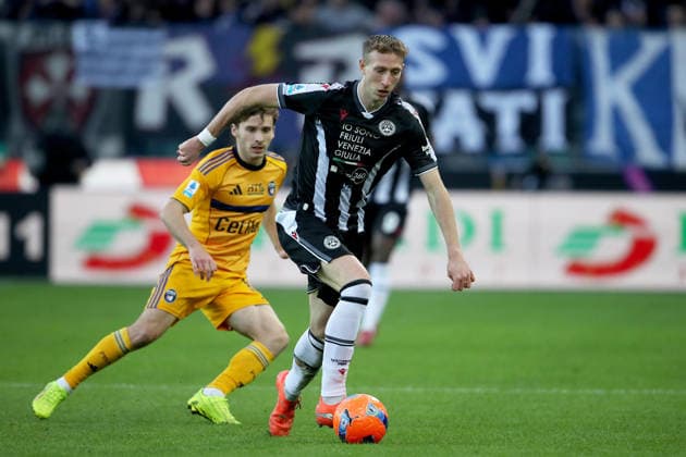 January 10, 2026, Udine: Udinese s Nicolo Bertola in action during the Italian Serie A soccer match Udinese Calcio vs Pisa SC at the Friuli - Bluenergy Stadium in Udine, Italy, 10 January 2026. ANSA GABRIELE MENIS Serie A - Udinese Vs Pisa  - ZUMAa110 20260110_zaf_a110_025 Copyright: xGabrielexMenisx