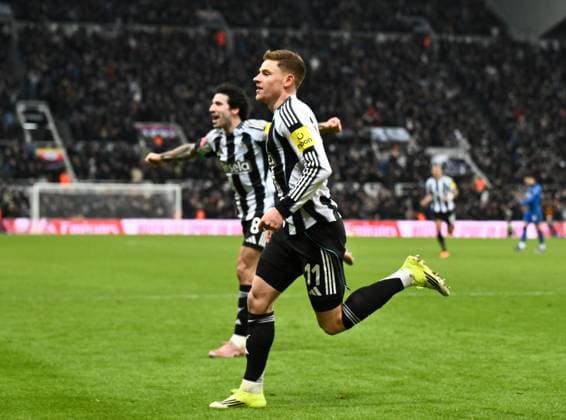 Harvey Barnes of Newcastle United celebrates scoring their third goal Newcastle United v AFC Bournemouth, Emirates FA Cup, Third Round, Football, St James Park, Newcastle, UK - 10 Jan 2026Newcastle St James Park United Kingdom EDITORIAL USE ONLY No use with unauthorised audio, video, data, fixture lists, club league logos or live services. Online in-match use limited to 120 images, no video emulation. No use in betting, games or single club league player publications. Copyright: xRichardxLee Shutterstockx 16246259bm
