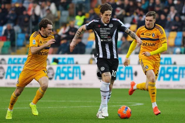 Udinese™s Nicolo Zaniolo during the Serie A soccer match between Udinese and Pisa at the Bluenergy Stadium in Udine, north east Italy - Saturday, January 10,2026 - soccer  Copyright: xAndreaxBressanutti LaPressex