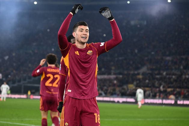 CALCIO - Serie A - AS Roma vs US Sassuolo Matias Soule of A.S. Roma celebrates after scoring the goal of 2-0 during the 20th day of the Serie A Championship between A.S. Roma and U.S. Sassuolo at the Olympic Stadium on January 10, 2026 in Rome, Italy. Rome Italy  Copyright: xIPAxSport ABACAx