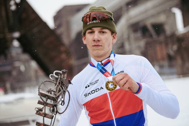 Czech cyclocross national championships, cyclocross, men elite, Krystof Bazant with gold medal, on January 10, 2026, Ostrava, Czechia. (CTKxPhoto JanxBrychta) CTKPhotoF202601100021901  CTKPhotoF202601100021901