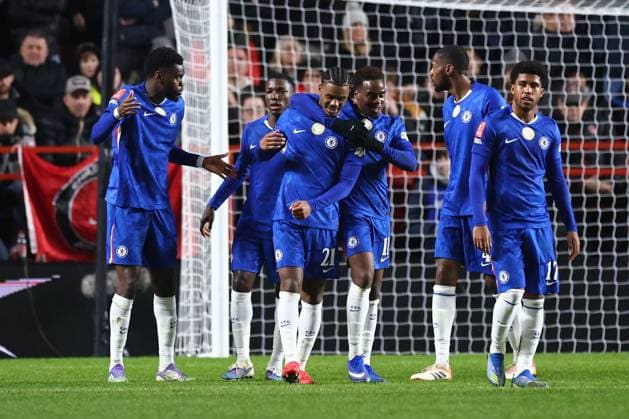 Jorrel Hato of Chelsea celebrates after scoring a goal (0-1) Charlton Athletic v Chelsea, Emirates FA Cup, Third Round, Football, The Valley, London, UK - 10 Jan 2026London The Valley United Kingdom EDITORIAL USE ONLY No use with unauthorised audio, video, data, fixture lists, club league logos or live services. Online in-match use limited to 120 images, no video emulation. No use in betting, games or single club league player publications.  Copyright: xSimonxDael Shutterstockx 16246325ae