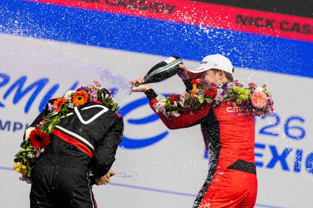 2025 FORMULA E MEXICO CITY ePRIX CASSIDY Nick (nzl), Citroën Racing Formula E Team, Citroën, portrait MORTARA Edoardo (swi), Mahindra Racing, Mahindra M12Electro, portrait celebration podium, portrait during the the Mexico City Paulo ePrix, 2nd round of the 2025-26 ABB FIA Formula E World Championship, WM, Weltmeisterschaft on the Autodromo Hermanos Rodriguez from January 8 to 10, 2025 in Mexico City, Mexico - Mexico CityMexico Copyright: xDamienxDoumerguex