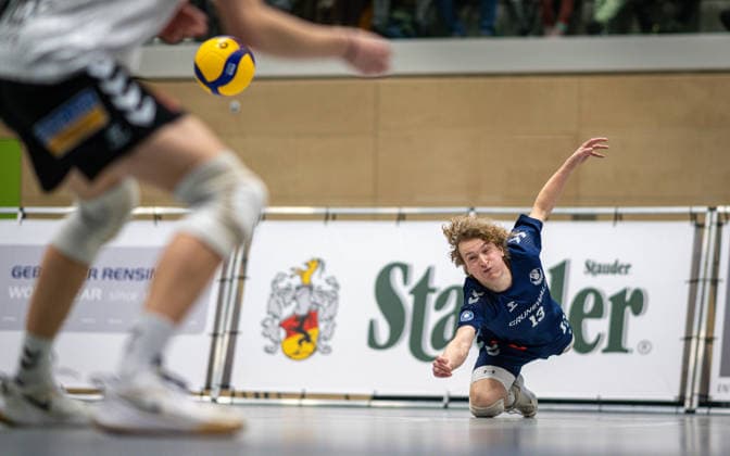 Volleyball, Season 2025 2026, 2 Bundesliga Nord, 10 01 2026, Matchday 14, Men, TuB Bocholt white vs Kieler TV red Tom Luca Schluse Libero TuB Bocholt , Bocholt Sporthalle West Nordrhein Westfalen Germany 260110_vb_tub-bocholt_kieler-tv_48161