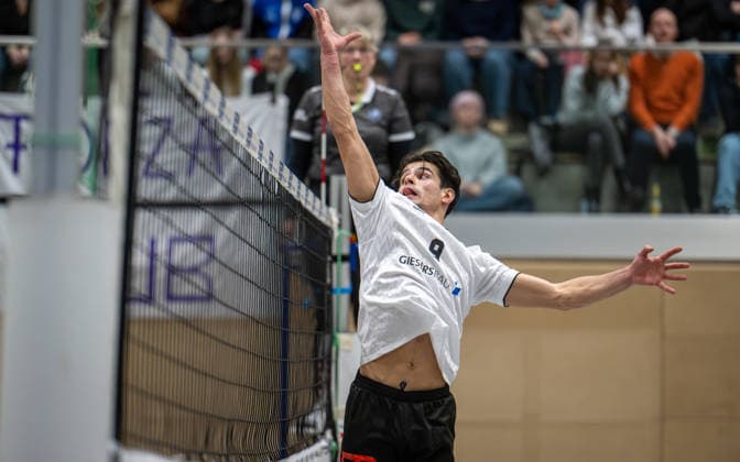 Volleyball, Season 2025 2026, 2 Bundesliga Nord, 10 01 2026, Matchday 14, Men, TuB Bocholt white vs Kieler TV red Lukas Salimi TuB Bocholt , Bocholt Sporthalle West Nordrhein Westfalen Germany 260110_vb_tub-bocholt_kieler-tv_48192