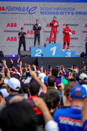 2025 FORMULA E MEXICO CITY ePRIX CASSIDY Nick (nzl), Citroën Racing Formula E Team, Citroën, portrait, MORTARA Edoardo (swi), Mahindra Racing, Mahindra M12Electro, portrait, ROWLAND Oliver (gbr), Nissan Formula E Team, Nissan e-4ORCE 05, portrait podium, portrait during the the Mexico City Paulo ePrix, 2nd round of the 2025-26 ABB FIA Formula E World Championship, WM, Weltmeisterschaft on the Autodromo Hermanos Rodriguez from January 8 to 10, 2025 in Mexico City, Mexico - Mexico CityMexico Copyright: xPauloxMariax