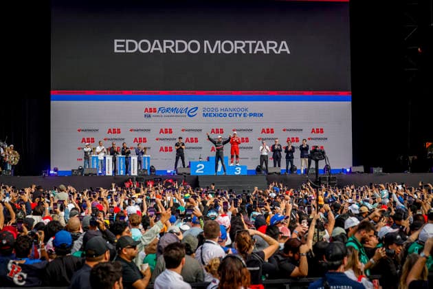 2025 FORMULA E MEXICO CITY ePRIX CASSIDY Nick (nzl), Citroën Racing Formula E Team, Citroën, portrait, MORTARA Edoardo (swi), Mahindra Racing, Mahindra M12Electro, portrait, ROWLAND Oliver (gbr), Nissan Formula E Team, Nissan e-4ORCE 05, portrait podium, portrait during the the Mexico City Paulo ePrix, 2nd round of the 2025-26 ABB FIA Formula E World Championship, WM, Weltmeisterschaft on the Autodromo Hermanos Rodriguez from January 8 to 10, 2025 in Mexico City, Mexico - Mexico CityMexico Copyright: xPauloxMariax