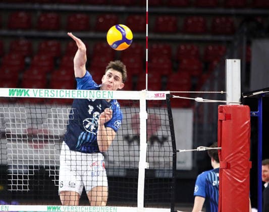 Simon KOHN Friedrichshafen , He Volleyball, 1 BL, 25 26, WWK Herrschingvs VfB Frierichshafen, BMW Park, Munich, Copyright: WolfgangxFehrmann