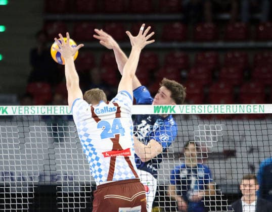 from left Simon GALLAS Herrsching , He Volleyball, 1 BL, 25 26, WWK Herrschingvs VfB Frierichshafen, BMW Park, Munich, Copyright: WolfgangxFehrmann