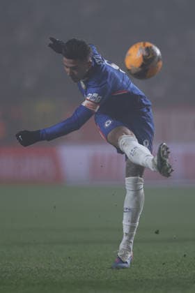 10th January 2026; The Valley, Charlton, London, England: FA Cup Football, Charlton versus Chelsea; Enzo Fernandez of Chelsea shoots on goal  HenningxvonxJagow Content restricted for UK based newspaper