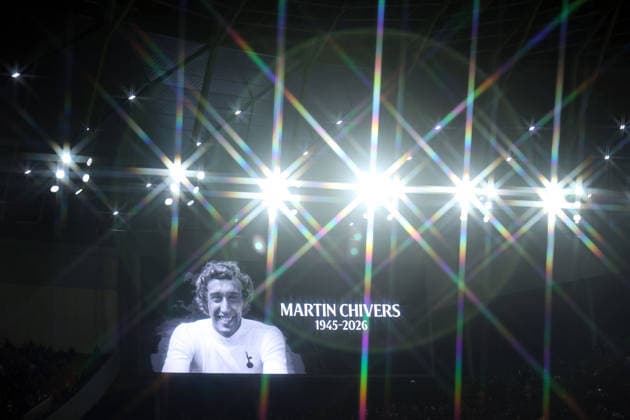 The stadium remembers Martin Chivers at the Tottenham Hotspur v Aston Villa Emirates FA Cup match, at the Tottenham Hotspur Stadium, London, UK on 10th January, 2026. 