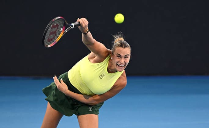 TENNIS BRISBANE INTERNATIONAL, Aryna Sabalenka of Belarus in action against Marta Kostyuk of Ukraine during the Women™s Singles final at the Brisbane International tennis tournament at Pat Rafter Arena in Brisbane, Sunday, January 11, 2026. ( NO ARCHIVING, EDITORIAL USE ONLY BRISBANE QUEENSLAND AUSTRALIA  Copyright: xDAVExHUNTx 20260111143555072092