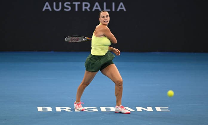TENNIS BRISBANE INTERNATIONAL, Aryna Sabalenka of Belarus in action against Marta Kostyuk of Ukraine during the Women™s Singles final at the Brisbane International tennis tournament at Pat Rafter Arena in Brisbane, Sunday, January 11, 2026. ( NO ARCHIVING, EDITORIAL USE ONLY BRISBANE QUEENSLAND AUSTRALIA  Copyright: xDAVExHUNTx 20260111167695654299