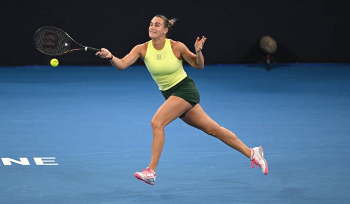 TENNIS BRISBANE INTERNATIONAL, Aryna Sabalenka of Belarus in action against Marta Kostyuk of Ukraine during the Women™s Singles final at the Brisbane International tennis tournament at Pat Rafter Arena in Brisbane, Sunday, January 11, 2026. ( NO ARCHIVING, EDITORIAL USE ONLY BRISBANE QUEENSLAND AUSTRALIA  Copyright: xDAVExHUNTx 20260111199821560451