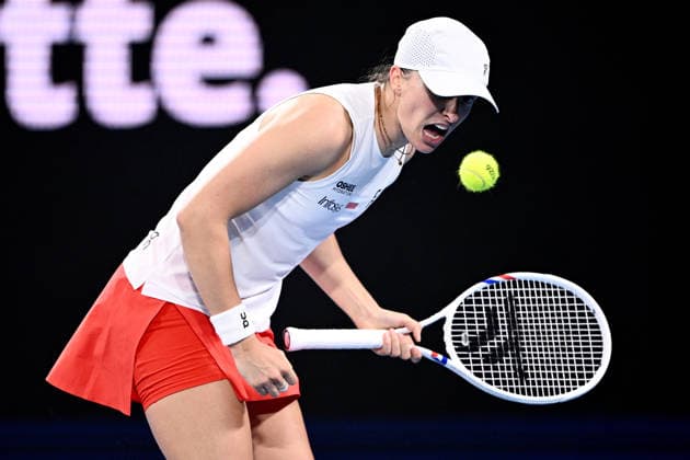 TENNIS UNITED CUP SYDNEY, Iga Swiatek of Poland reacts during her singles match against Belinda Bencic of Switzerland during the 2026 United Cup final between Poland and Switzerland at Ken Rosewall Arena in Sydney, Sunday, January 11, 2026. ( NO ARCHIVING, EDITORIAL USE ONLY SYDNEY NEW SOUTH WALES AUSTRALIA  Copyright: xDANxHIMBRECHTSx 20260111145794866409