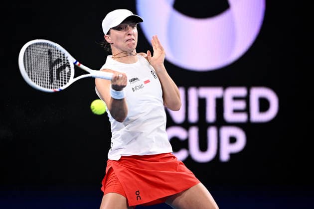 TENNIS UNITED CUP SYDNEY, Iga Swiatek of Poland in action against Belinda Bencic of Switzerland during the 2026 United Cup final between Poland and Switzerland at Ken Rosewall Arena in Sydney, Sunday, January 11, 2026. ( NO ARCHIVING, EDITORIAL USE ONLY SYDNEY NEW SOUTH WALES AUSTRALIA  Copyright: xDANxHIMBRECHTSx 20260111113289950311