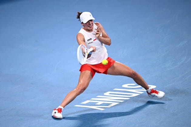 TENNIS UNITED CUP SYDNEY, Iga Swiatek of Poland in action during her singles match against Belinda Bencic of Switzerland during the 2026 United Cup final between Poland and Switzerland at Ken Rosewall Arena in Sydney, Sunday, January 11, 2026. ( NO ARCHIVING, EDITORIAL USE ONLY SYDNEY NEW SOUTH WALES AUSTRALIA  Copyright: xDANxHIMBRECHTSx 20260111128206495962