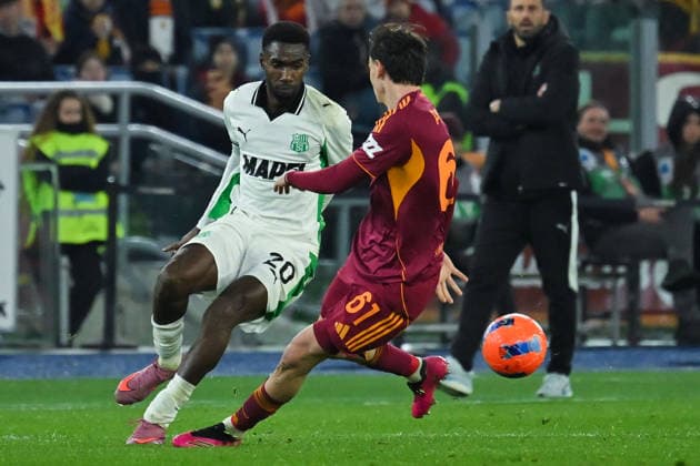 CALCIO - Serie A - AS Roma vs US Sassuolo Alieu Fadera of Sassuolo,Niccolo Pisilli of AS Roma during the serie A Enilive match between AS Roma v Sassuolo at olimpico stadium in Rome, Italy, Jan 10th 2026. Mattia Vian Rome Italy  Copyright: xIPAxSport ABACAx